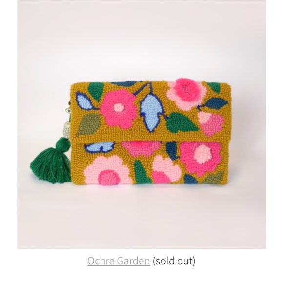 Floral Beaded Crossbody Clutch - Pink & Mustard - Picture 3 of 9